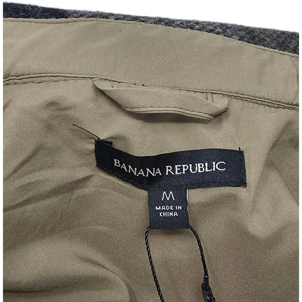 Banana Republic Heavyweight Shacket Tan Brown Plaid Button Shirt Jacket Men's M